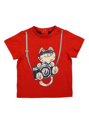 Boys Medium Red Short Sleeve Knitted T- Shirt